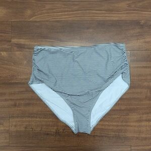 Striped High-Waisted Bikini Bottom